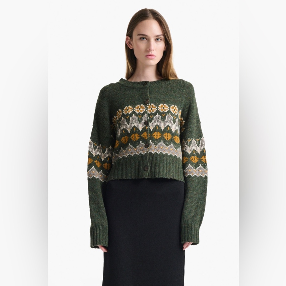ALTUZARRA CAMMIE SWEATER In Dark Forest Fairisle, NWOT, NEVER WORN,NO FLAWS.